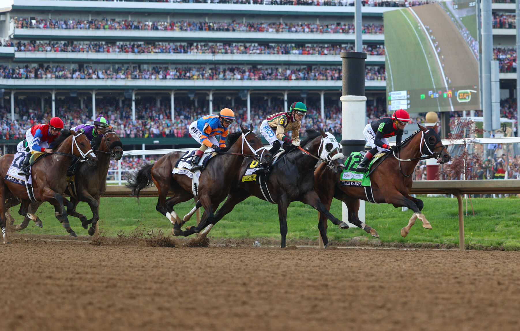 Horse pass first turn at Kentucky Derby 150.JPG